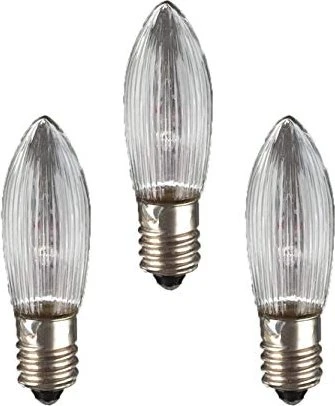 Hellum Riffelkerze 16V LED Ersatzbirne für Weihnachtsbeleuchtung 0.1W E10, 3 Stück