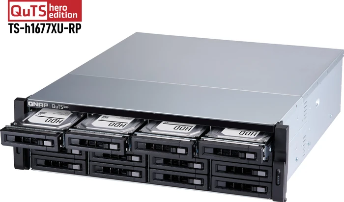 QNAP QuTS hero TS-h1677XU-RP-3700X-32G 160TB, 32GB RAM, 2x SFP+ 10Gb/s, 2x RJ-45 1000Base-T, 3HE