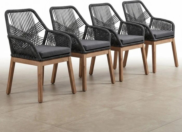 Garden Pleasure Pomona Gartensessel-Set 4 grau, 4 Stück (985285-4)