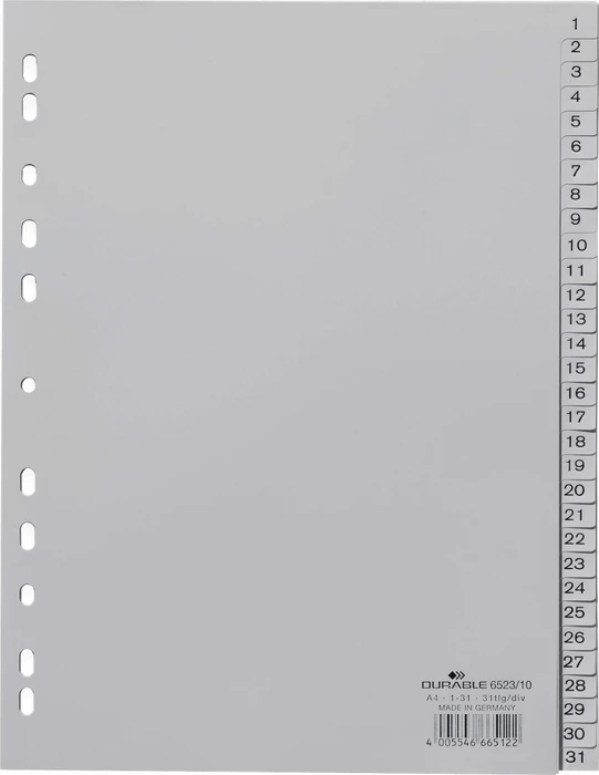 Durable Zahlenregister A4, grau, 31er Teilung