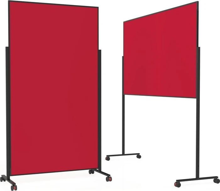 Magnetoplan Moderationstafel VarioPin, mobile Pinnwand mit roten Filz, schwarz/rot, 100x180cm (1181206)
