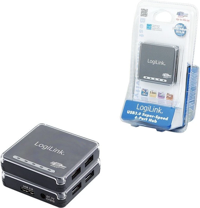 LogiLink USB-Hub, 4x USB-A 3.0, USB 3.0 Micro-B [Buchse]