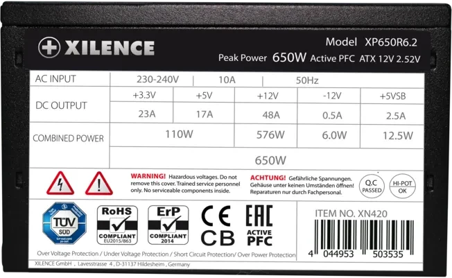 Xilence Performance C+ Serie XP650R6.2 650W, ATX 2.52