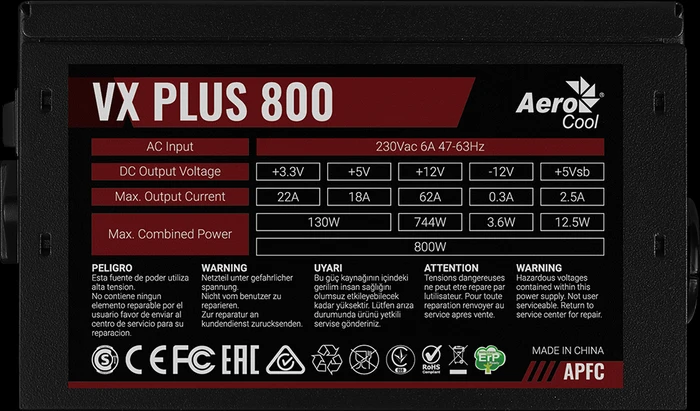 AeroCool VX-PLUS-800 800W, ATX 2.3