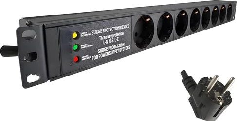 Dinic 19" Rackmount Aluminium Steckdosenleiste, 1HE, 8-fach, 250V, 1.8m