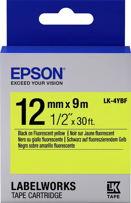 Epson LK-4YBF Beschriftungsband, 12mm, schwarz/floureszierend gelb