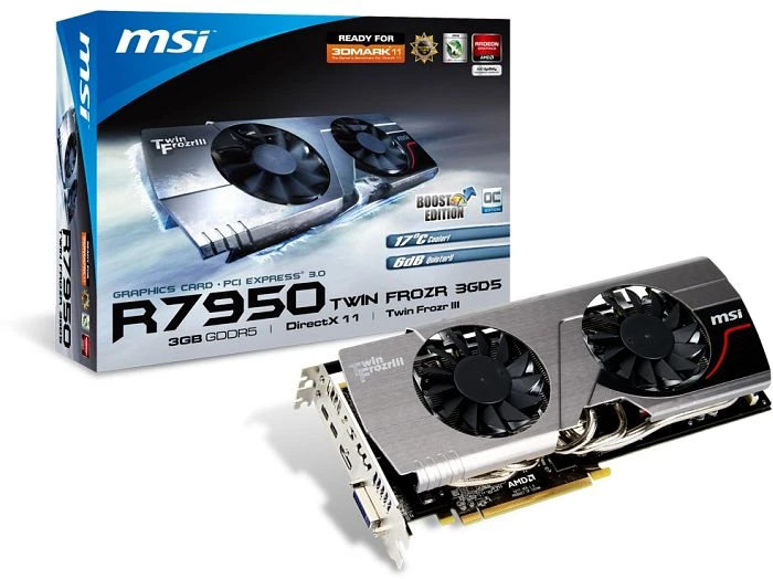 MSI Radeon HD 7950 Boost, R7950 TF 3GD5/OC BE G Twin Frozr III + 3DMark, 3GB GDDR5, DVI, HDMI, 2x mDP