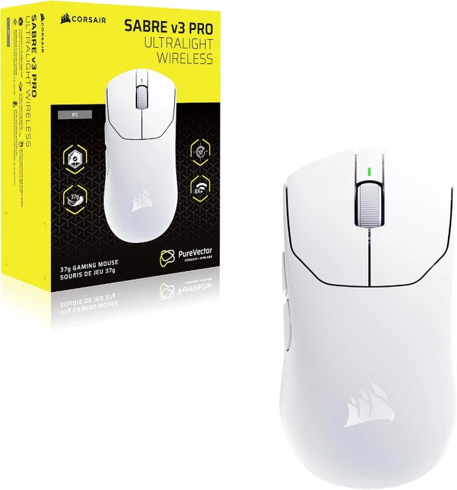 Corsair Sabre v3 Pro PureVector Ultralight Wireless, weiß, USB