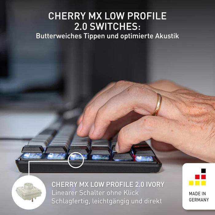 Cherry KC 500 MX LP, schwarz, MX LOW PROFILE 2.0 IVORY, USB, US