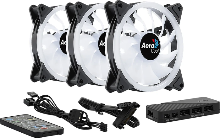AeroCool Duo 12 Pro, LED-Steuerung, Fernbedienung, 120mm, 3er-Pack