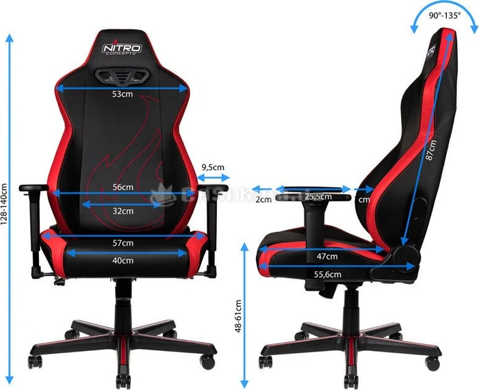 Nitro Concepts S300 EX Stealth Inferno Red Bürostuhl, schwarz/rot