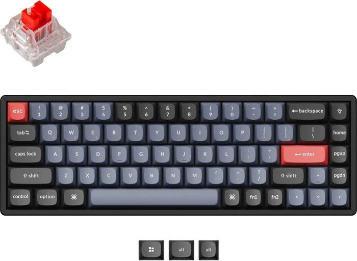 Keychron K6 Pro, PBT, schwarz/blaugrau, LEDs RGB, hot-swap, Keychron K Pro RED, USB/Bluetooth, US