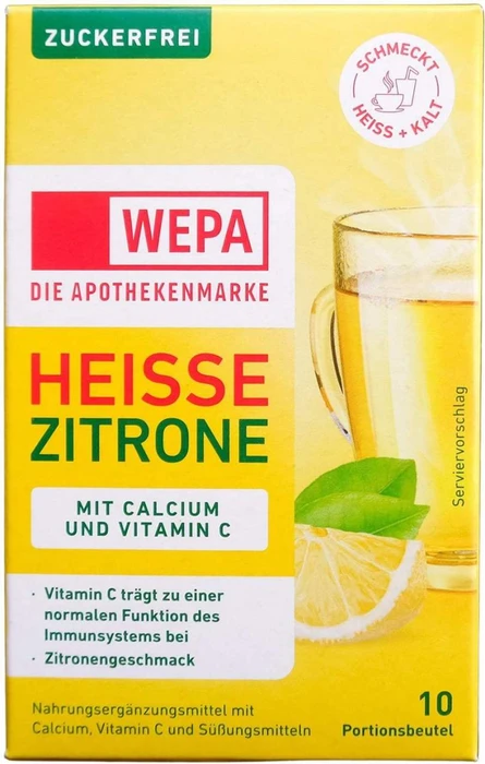 Wepa Heiße Zitrone + Vitamin C + Calcium Pulver Beutel, 100g (10x 10g)
