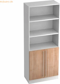 Hammerbacher Schrank 5OH V7700, Relinggriff, weiß/nussbaum, Aufbewahrungskombination