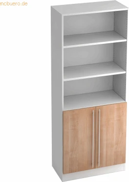Hammerbacher Schrank 5OH V7700, Relinggriff, weiß/nussbaum, Aufbewahrungskombination
