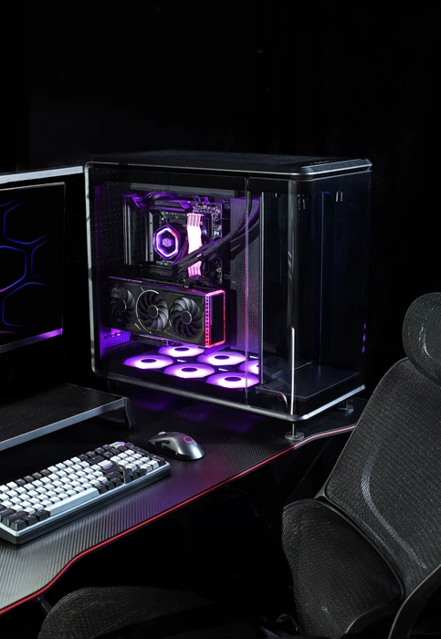 Cooler Master MasterFrame 360 Panorama, schwarz, Glasfenster