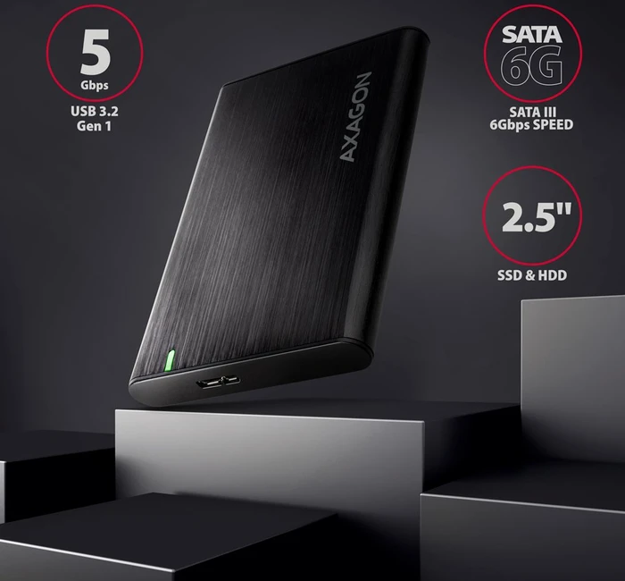Axagon Raw Box Festplattengehäuse, schwarz, 2.5", USB 3.0 Micro-B