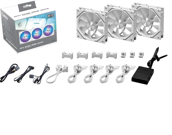 MSI MPG EZ120 ARGB, White, LED-Steuerung, 120mm, 3er-Pack