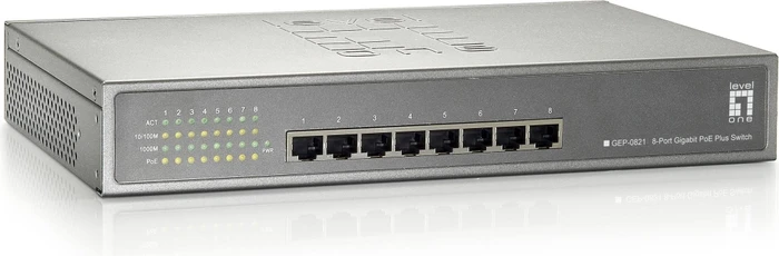 LevelOne GEP Desktop Gigabit Switch, 8x RJ-45, 123W PoE+