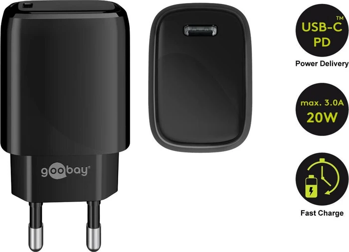 Wentronic USB-C PD (Power Delivery) Schnellladegerät (20W) schwarz