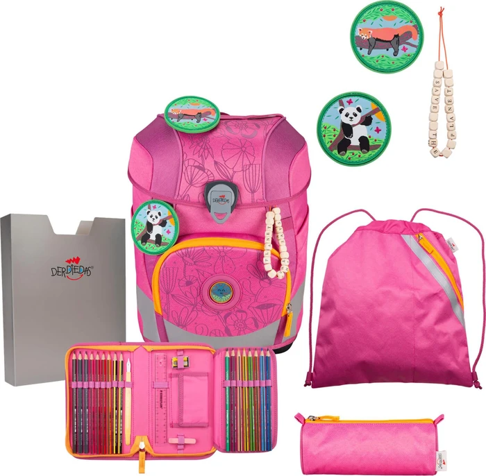 DerDieDas ErgoFlex Tiny Exklusiv Eco Pink Planet Schultaschen-Set, 5-tlg.
