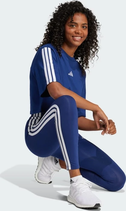 adidas Essentials 3-Streifen Cotton Leggings Hose lang dark blue/white (Damen)