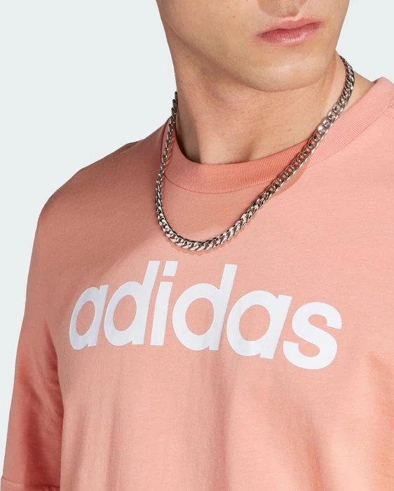 adidas Essentials Single Jersey Linear Embroidered Logo T-Shirt kurzarm wonder clay (Herren)