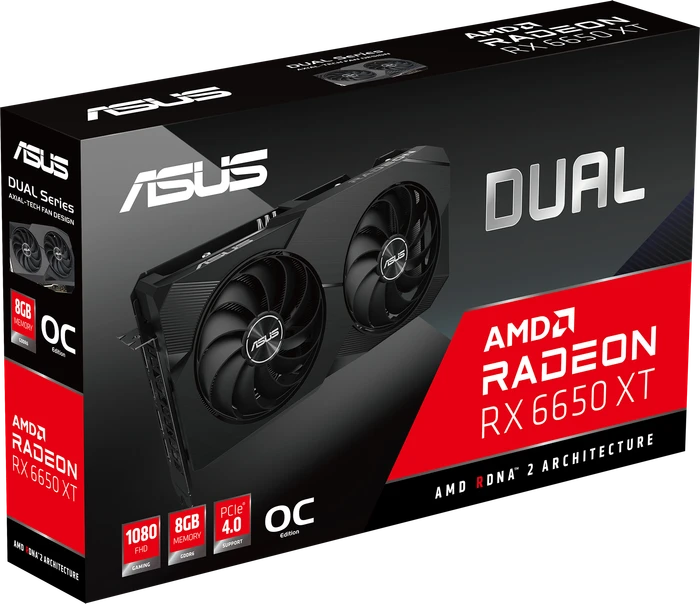 ASUS Radeon RX 6650 XT Dual OC V2, DUAL-RX6650XT-O8G-V2, 8GB GDDR6, HDMI, 3x DP
