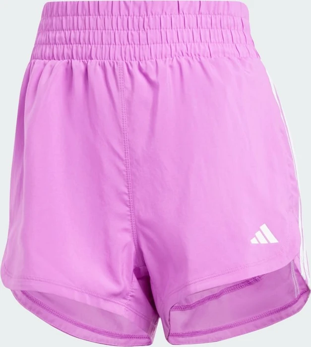 adidas Pacer Training 3-Streifen Woven High-Rise Trainingshose kurz purple burst/white/dgh solid grey (Damen)