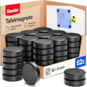 Gauder Ferrit-Magnete, 18x5mm, schwarz, 62 Stück