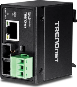 TRENDnet TI-F10SC Hardened Industrial Railmount Media Converter, RJ-45, SC-Duplex 100Base-FX MM 2km