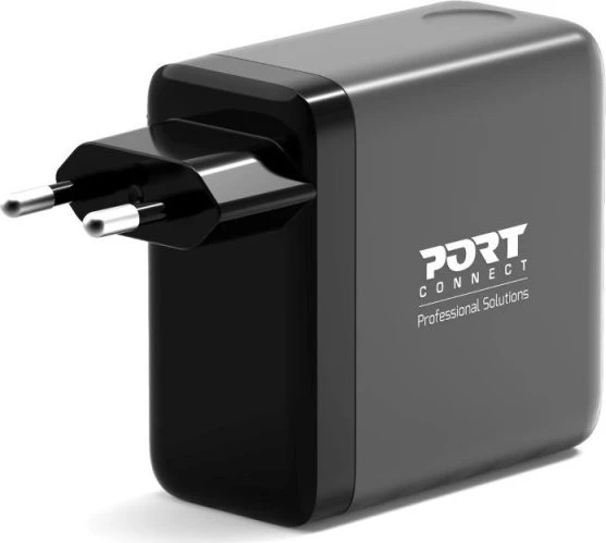 Port Designs Wall Charger mit OLED Display GaN PD 3.1 140W grau/schwarz