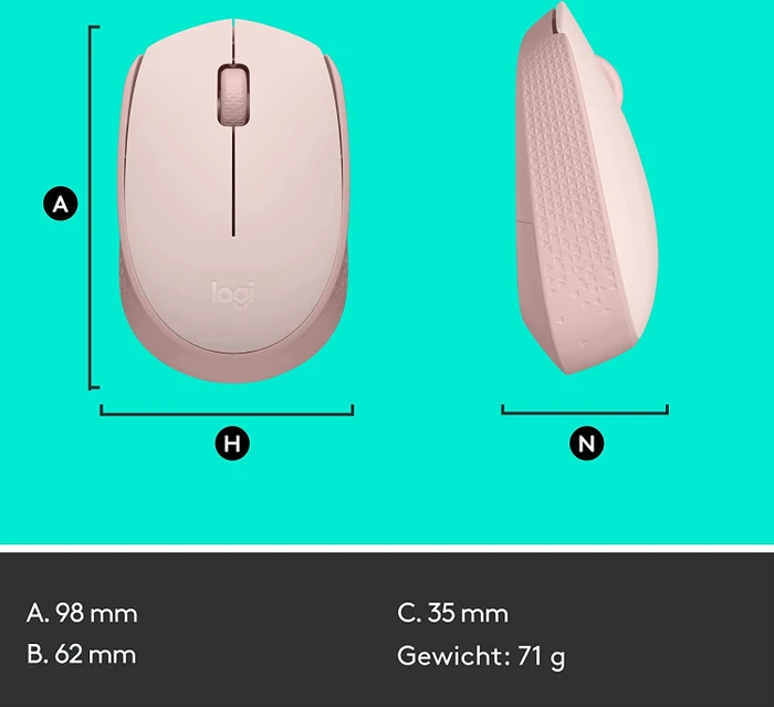 Logitech M171 Wireless Mouse rosa, USB