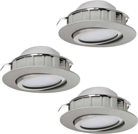 Eglo Pineda rund 8.4cm 6W 3000K Einbauleuchte nickel matt, 3 Stück