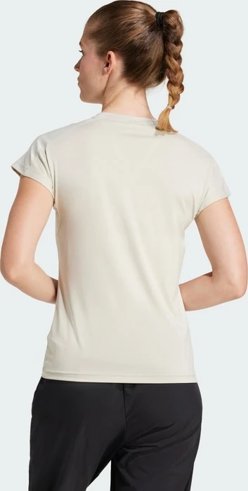 adidas Aeroready Train Essentials Minimal Branding V-Neck Funktionsshirt kurzarm beige/weiß (Damen)