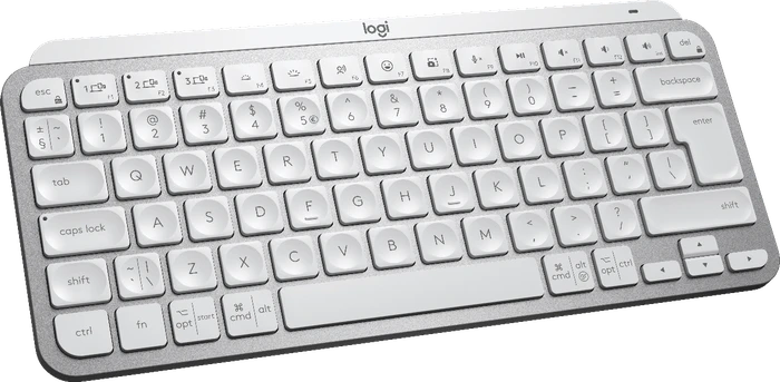 Logitech MX Keys Mini, LEDs weiß, Logi Bolt, Pale Gray, weiß/grau, USB/Bluetooth, US