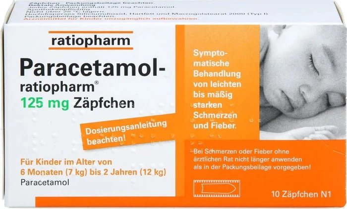 Paracetamol-ratiopharm 125mg Zäpfchen, 10 Stück
