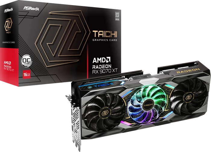 ASRock Radeon RX 9070 XT Taichi 16GB OC, RX9070XT TC 16GO, 16GB GDDR6, HDMI, 3x DP