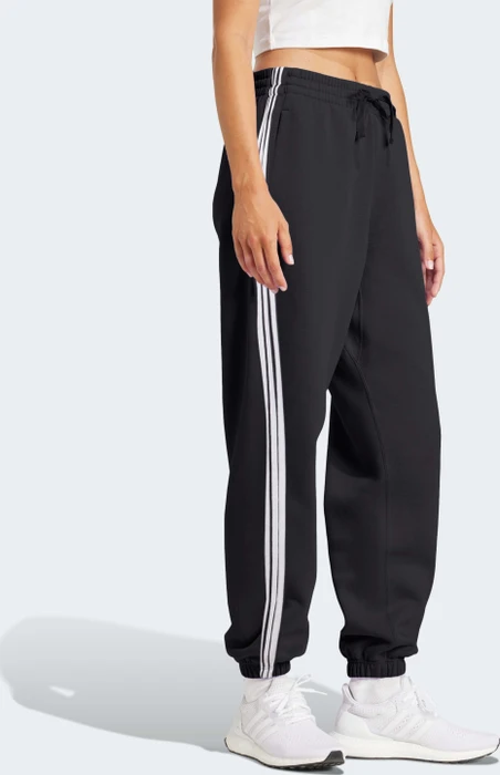 adidas Essentials 3-Streifen French Terry Cuffed Trainingshose lang schwarz/weiß (Damen)