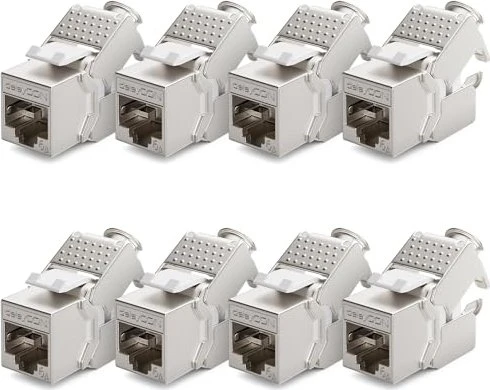 deleyCON Keystone Modul RJ-45 Buchse via Verlegekabel, Cat6a, STP, 8er-Pack