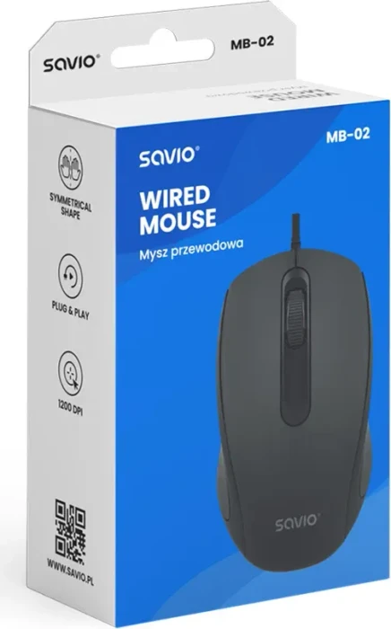 Savio MB-02 Wired Mouse schwarz, USB