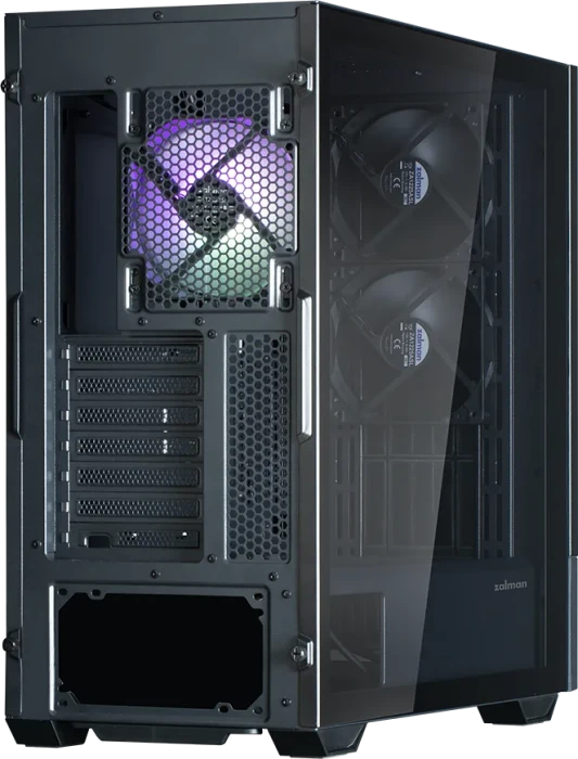Zalman Z10 DS, schwarz, Display, Glasfenster