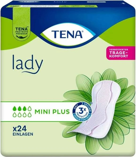 Tena Lady Mini Plus Hygieneeinlage, 144 Stück (6x 24 Stück)