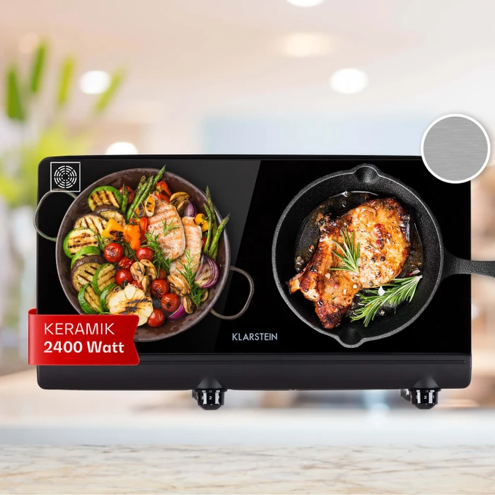 Klarstein Cookbuddy Glaskeramik-Kochfeld freistehend schwarz