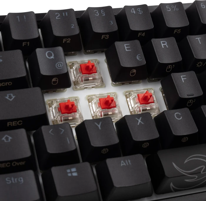 Ducky One 2 Pro Mini, PBT, schwarz, LEDs RGB, MX RGB RED, USB, DE
