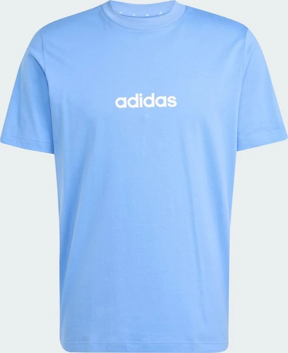 adidas Essentials Linear Single Jersey T-Shirt kurzarm blue fusion/white (Herren)