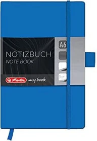 Herlitz Classic Notizbuch, A6, liniert, Kunstleder-Cover, blau, 96 Blatt