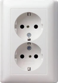 Gira SCHUKO-Doppelsteckdose 16A 250V mit Vollplatte, reinweiß glänzend