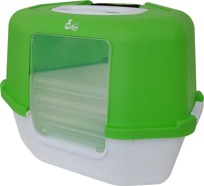 Catit Cat Love Ecktoilette mit Dach, grün/transparent