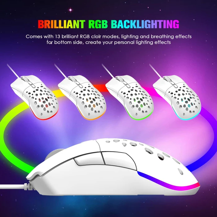 Ziyou Lang D19 RGB Gaming Mouse weiß, USB